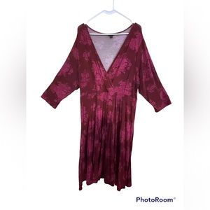Torrid Mini Jersey Wrap Dress 2X Raspberry Floral